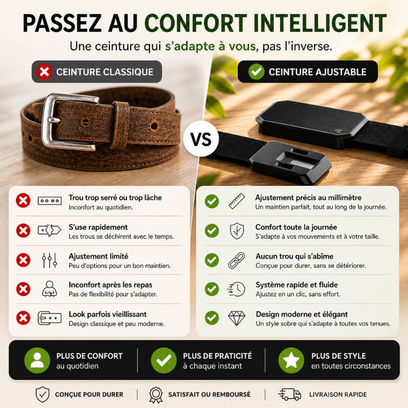 Ceinture à boucle magnétique qui change votre style