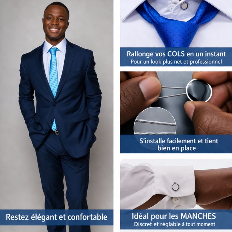 Pack 10 rallonges pour cols de chemise (2 Packs Achetés = 1 offert)