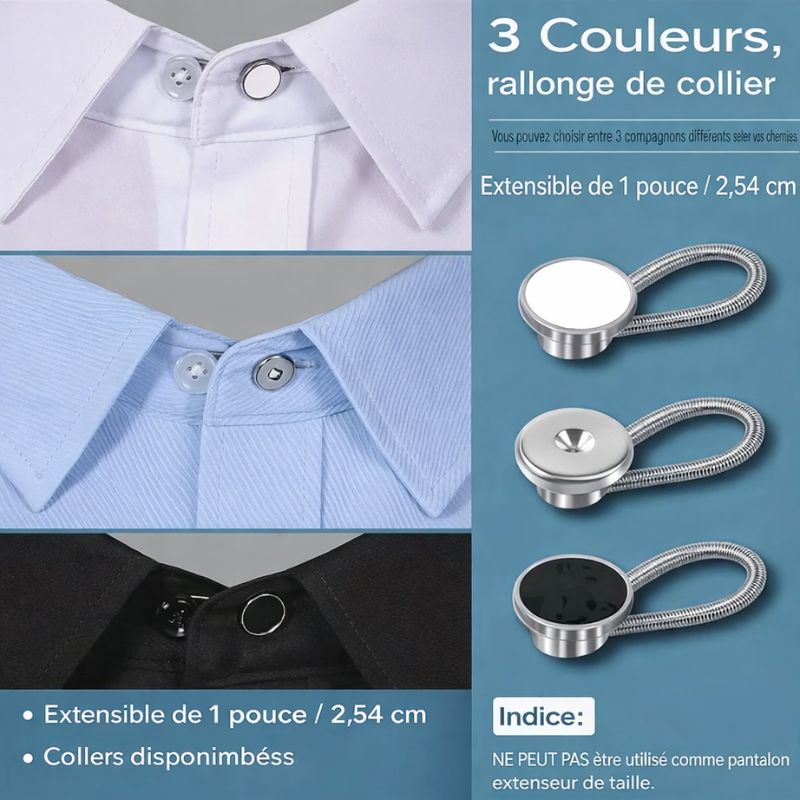 Pack 10 rallonges pour cols de chemise (2 Packs Achetés = 1 offert)